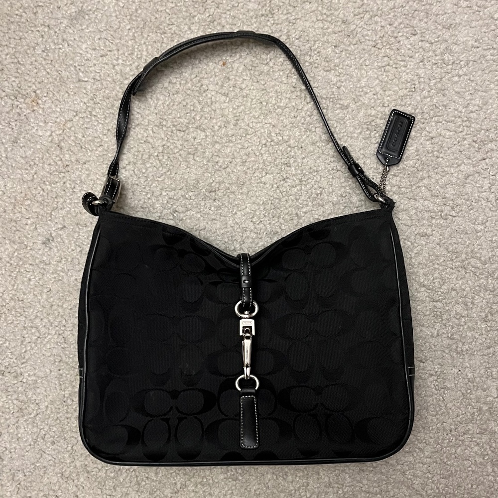 Black COACH Monogram Shoulder Bag / hobo bag F1K-6091